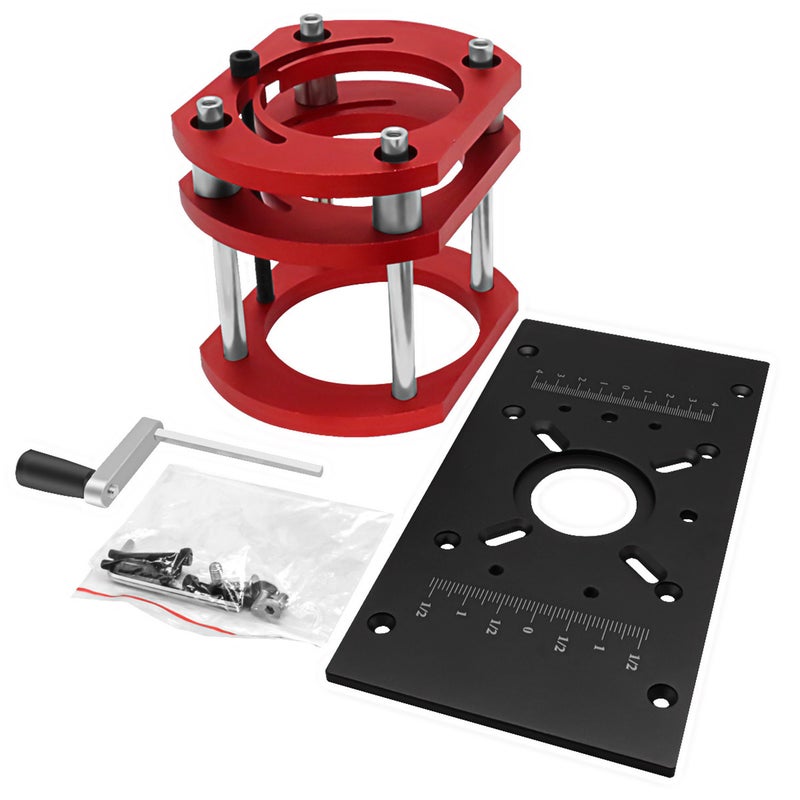 Router Table Insert Plate: Red Hard Aluminum Alloy Cnc Processed - 51 Mm Lifting Height Router Table Panel for Woodworking Workbenches, Inverted Electric Milling Machines - Image 1