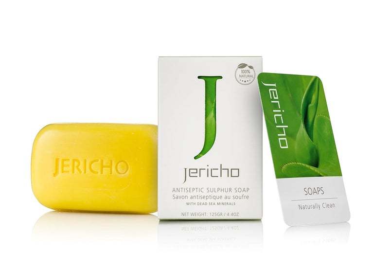 Jericho Cosmetics Natural Sulfur Soap Bar  Dead Sea Minerals  Vegan  Triple Milled  Natural Sulfur Soap for Men and Women Body and Face  44 Ounce Bar