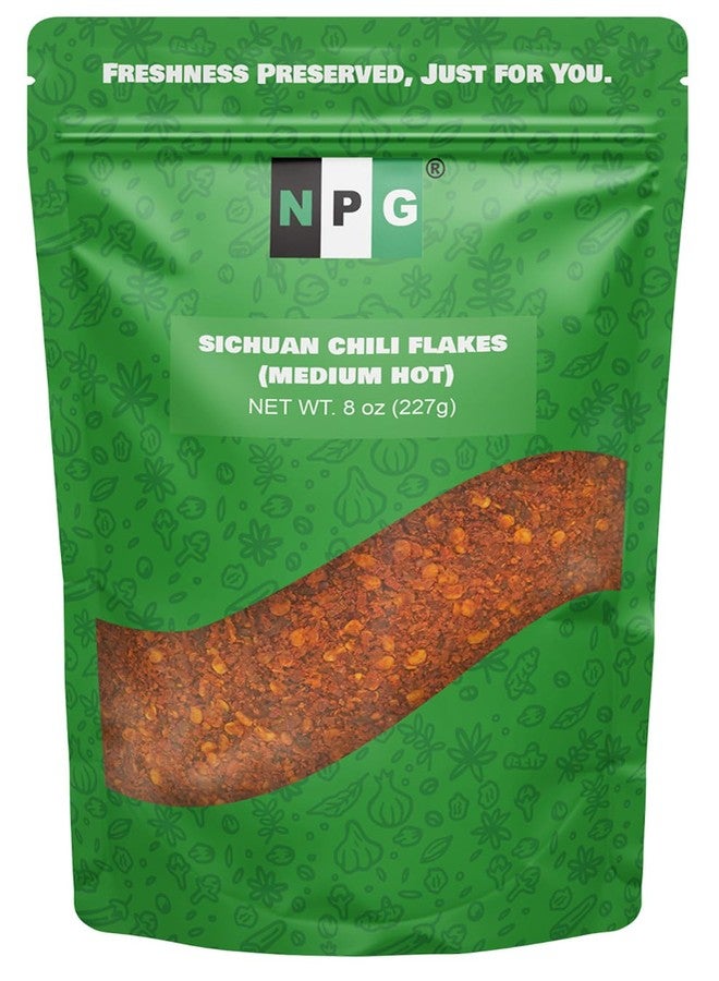 NPG Authentic Sichuan Chili Flakes 8 Ounces, Medium Hot, Szechuan Crushed Red Pepper Flakes Bulk, Essential Spice Seasoning for Making Kimchi, Chili Oil, Stir-fry, Pizza, Salads, and Tacos - Image 1
