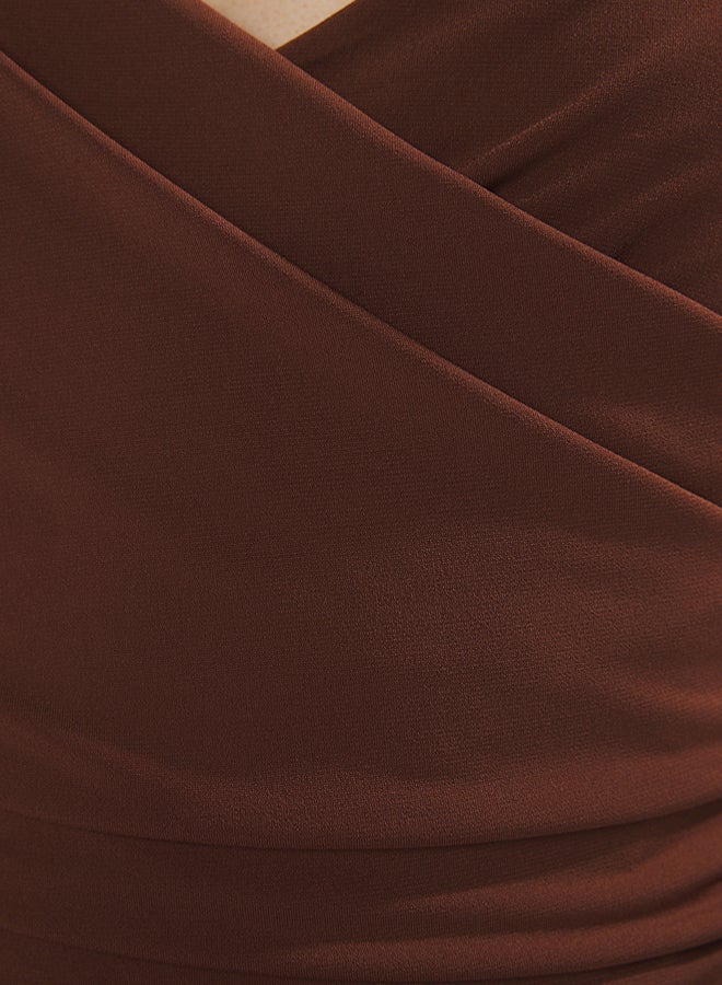 trendyol Brown Fitted/Fits the Body with Snaps on the Bottom Flexible Knitted Bodysuit - Image 3