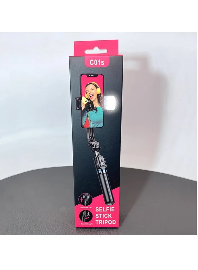 JAJEEK Selfie Stick Tripod C01S – 2-in-1 Extendable Selfie Stick with Built-in Tripod Stand, Bluetooth Remote for iPhone, Samsung, Huawei & More, Adjustable Height, 360° Rotation for Perfect Shots, Portable & Lightweight Design – Ideal for Vlogging, Video Calls, Travel & Group Photos - Image 1