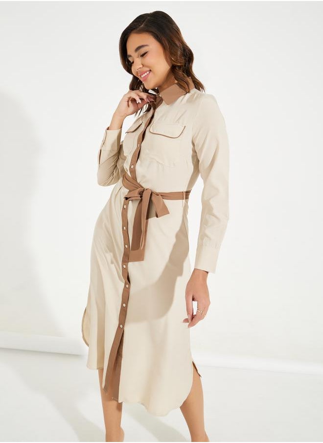 Contrast Trim Buttoned Shirt Midi Dress with Tie Belt - pzsku/ZA70B108A5D4436D9EBE8Z/45/_/1724411067/cf603ca5-49ec-4a52-995d-ff2ef80defd6