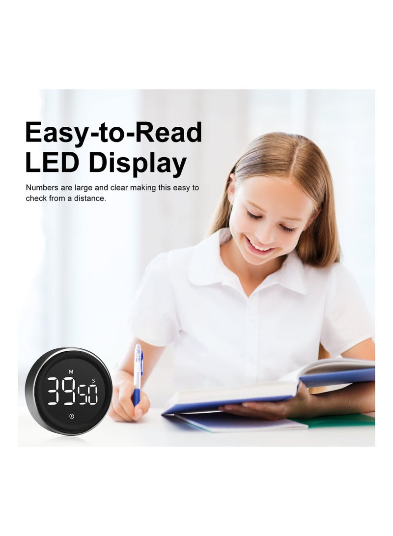واي آند دي مؤقت مطبخ رقمي LED - العد التنازلي المغناطيسي للأطفال ، شاشة كبيرة طهي قابل للتعديل للسطوع ولوحة الفصل الدراسي  - Image 2