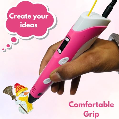 KRySt 3D Printing Pen with LCD Display & 3 PLA Filaments | Creative Drawing and Modeling Tool for Kids & Adults | DIY Educational Art and Craft Pen (Pink) - Image 4