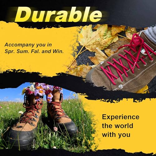 VSUDO 55 Inches Round Dark Red Boot Laces, 5/32" Diameter Shoe Laces for Boots, Heavy Duty Work Shoestrings, Hiking Shoelaces for Men or Women (2Pairs-Deep Red-140CM) - Image 5