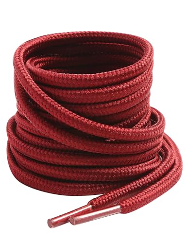 VSUDO 55 Inches Round Dark Red Boot Laces, 5/32" Diameter Shoe Laces for Boots, Heavy Duty Work Shoestrings, Hiking Shoelaces for Men or Women (2Pairs-Deep Red-140CM) - Image 3