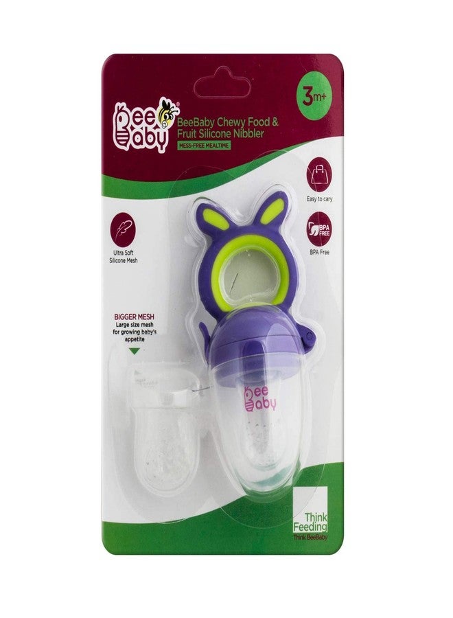 بي بيبي مصاصة فاكهة وطعام للأطفال من بي بيبي مصنوعة من السيليكون الناعم مع شبكة إضافية، مضادة للاختناق، عضاضة للأطفال الرضع، خالية من مادة BPA بنسبة 100%، مناسبة للأطفال من عمر 3 أشهر فما فوق (قابلة للمضغ - بنفسجي) - Image 5