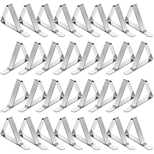 TriPole Tablecloth Clips 32 Pack Picnic Table Clips Stainless Steel Table Cloth Holder Clips for Outdoor Tables Metal Tables Cover Skirt Clamps for Camping Dining Wedding Graduation Party Essential
