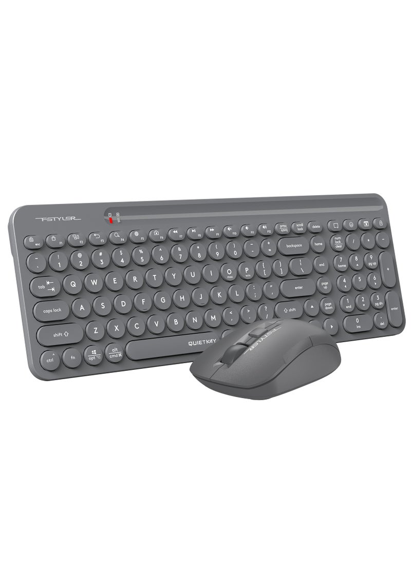 A4TECH Fstyler Wireless QuietKey 2-Zone Keyboard Mouse Combo FG3300 Air2, Desk+Air Dual Functions Multimedia Player Controller, Anti Sleep Mode, Mouse Screen Capture, Operating System Swap , Grey  - Image 2