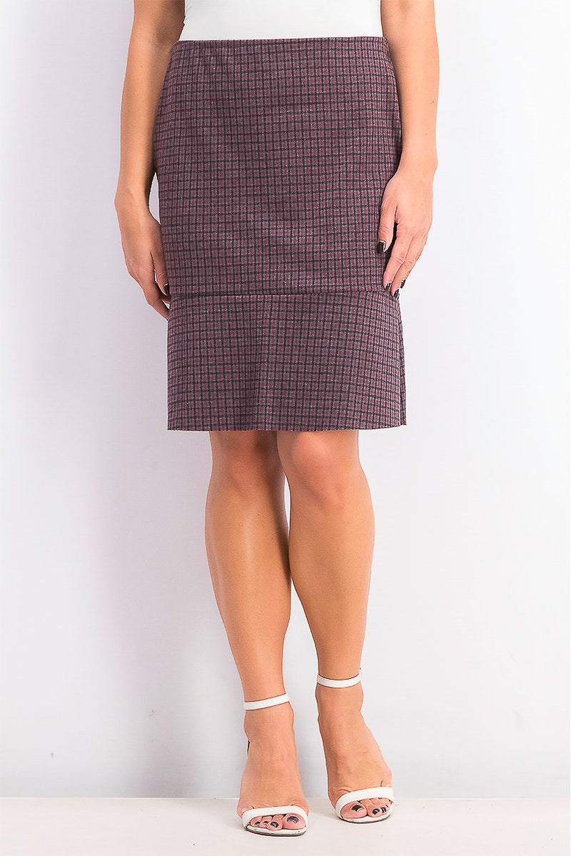 MANGO Women Plaid A-line Skirt, Plum - Image 1