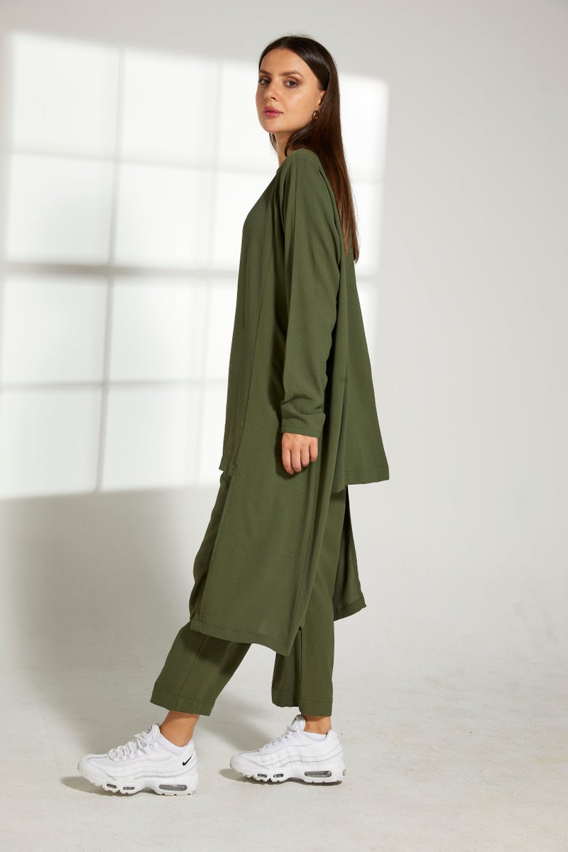 Moistreet Asymmetric Boat Neck Top & Pants Set - Image 3