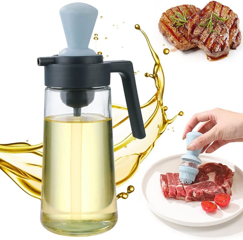 TASKHOUSE 550ml Oil Bottle with Brush 2in1 Olive Oil Dispenser Squeeze Vinegar for Cooking Grilling Roasting Baking Salad Roasting in The Kitchen Pack of1Blue