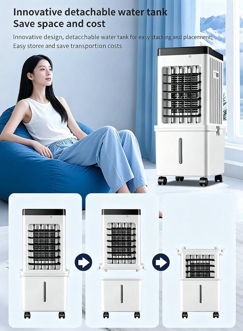 Wtrtr Portable Air Cooler,12L Detachable Water Tank,Evaporative Cooling Fan,4 Ice Crystals, Air Conditioner Fan for Home, Office & Garage - Image 3