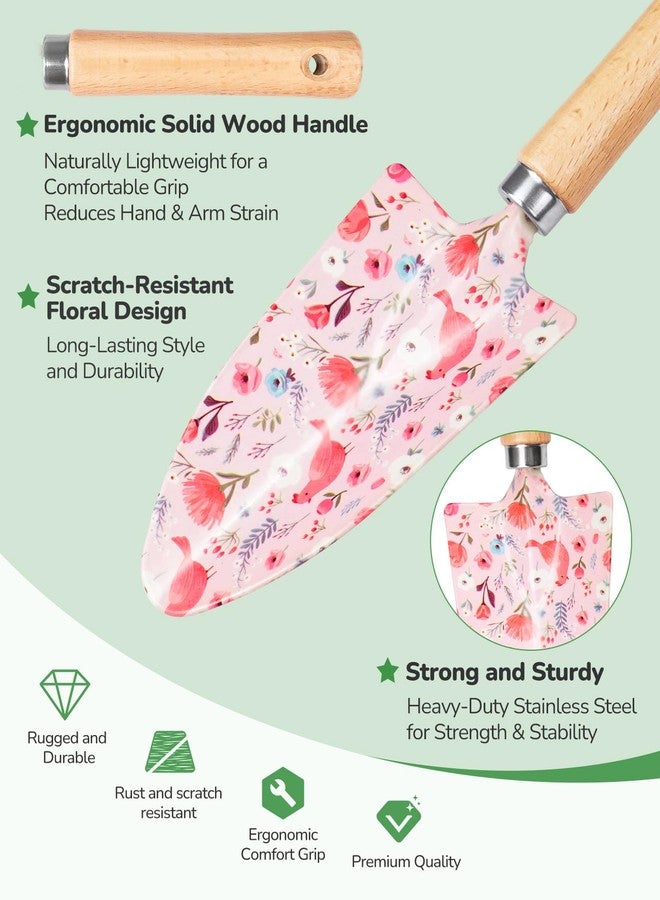 Grenebo Gardening Tools, 10-Piece Gardening Gift Set for Women, Rust-Proof & Heavy-Duty Tools with Floral Organizer Bag, Fashionable & Thoughtful Gift for Garden Women (Pink) - Image 2