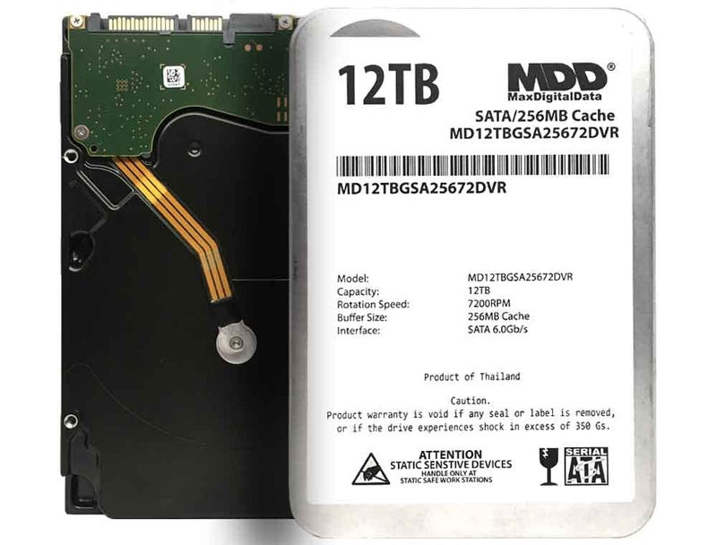 MDD MAXDIGITALDATA MDD 12TB 7200 RPM 256MB Cache 3.5-inch Internal Hard Drive for Surveillance Storage (Renewed) - Image 1