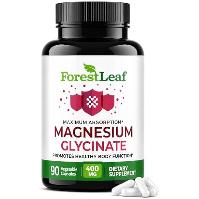 ForestLeaf Magnesium Glycinate 400mg for Sleep & Relaxation – High Absorption Magnesium Supplement for Muscle, Nerve, Heart & Bone Support – Gluten Free, Non-GMO – 90 Caps - Image 1