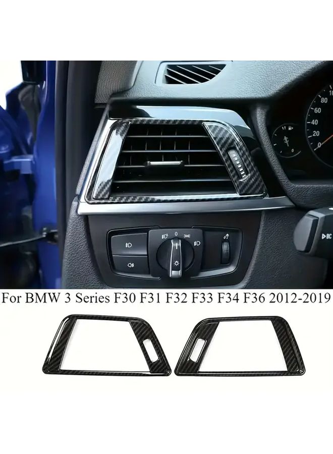 Set Of 2 Carbon Fiber Style Side Air Conditioning Vent Cover Decorative Frames For BMW 3 Series F30 F31 F32 F33 F34 F36 2012 To 2019 - Image 4