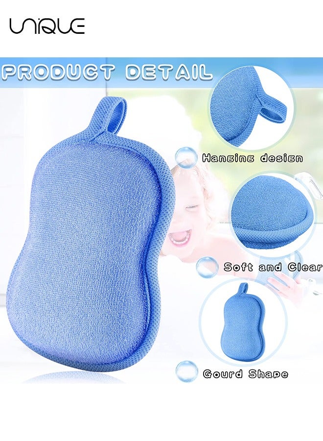 يونيك 4 قطع اسفنجة حمام اطفال اسفنجة قطنية اسفنجة ناعمة وماصة للاطفال رضع رجاليات نساء (وردي، بنفسجي، أخضر، أزرق) - Image 2