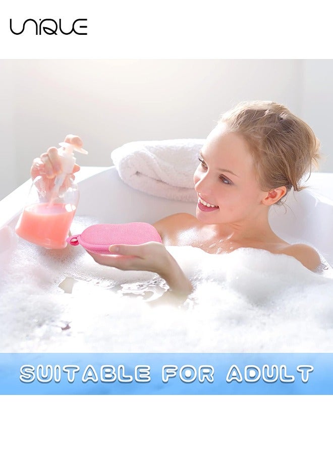 يونيك 4 قطع اسفنجة حمام اطفال اسفنجة قطنية اسفنجة ناعمة وماصة للاطفال رضع رجاليات نساء (وردي، بنفسجي، أخضر، أزرق) - Image 4