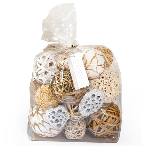 ANDALUCA Large Decorative Vase Filler Bag with Orbs Balls Beige - Image 1