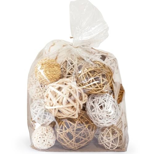ANDALUCA Large Decorative Vase Filler Bag with Orbs Balls Beige - Image 3