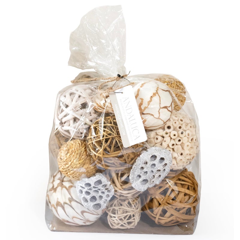 ANDALUCA Large Decorative Vase Filler Bag with Orbs Balls Beige - Image 2