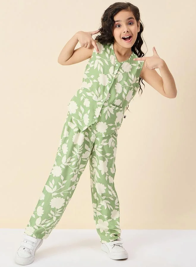 Stylo Bug Stylo Bug Flower Print V Neck Top and Pants Set