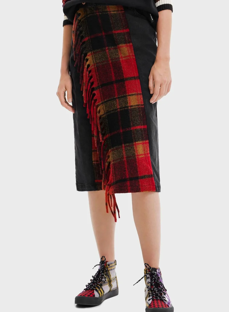 DESIGUAL Checked Pocket Detail Skirt