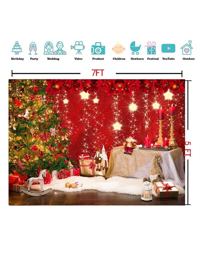 CYLYH 7x5ft Christmas Red Photography Backdrop Christmas Theme Backdrop New Year Decoration Background Family Party Baby Shower Decorations D547