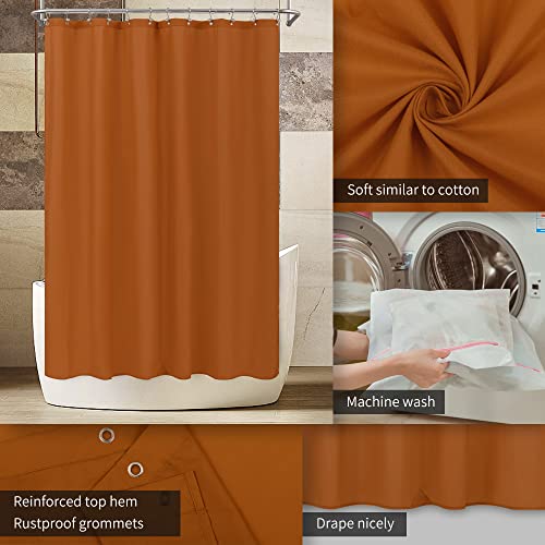 ALYVIA SPRING Extra Long Fabric Shower Curtain Liner Waterproof - 72" x 84", Soft & Lightweight XL Shower Curtain with 3 Magnets, Machine Washable - 72x84, Burnt Orange - Image 3