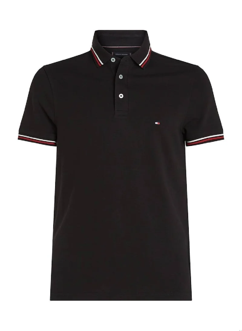 TOMMY HILFIGER Black Tipped Slim Polo Shirt for Men | Best Price UAE