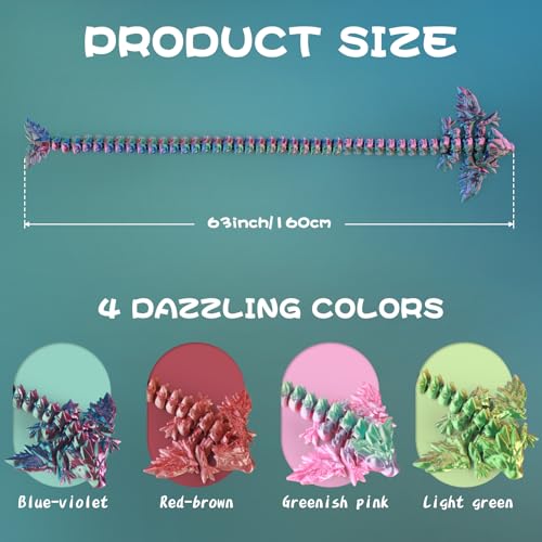 critigulf 3D Printed Giant Long Dragon Green Pink Gold - Image 5