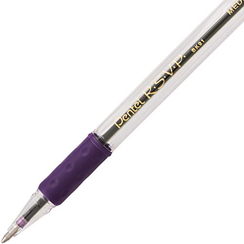 Pentel BK91V R.S.V.P. Stick Ballpoint Pen, 1mm, Trans Barrel, Violet Ink, Dozen - Image 5