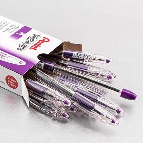 Pentel BK91V R.S.V.P. Stick Ballpoint Pen, 1mm, Trans Barrel, Violet Ink, Dozen - Image 2