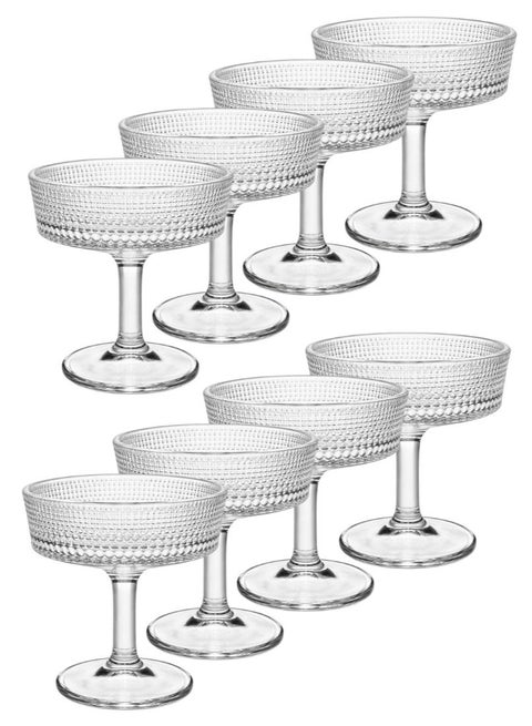 Set of 8 Crystal Glass Dessert Bowl Set with Base | Premium Cups for Sweets & Ice Cream