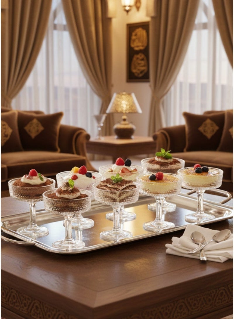 القناص طقم زبادي حلا 8 قطع من الكريستال الفاخر بقاعدة أنيقة | أكواب تقديم للحلى وايس كريم والفواكه - Image 4