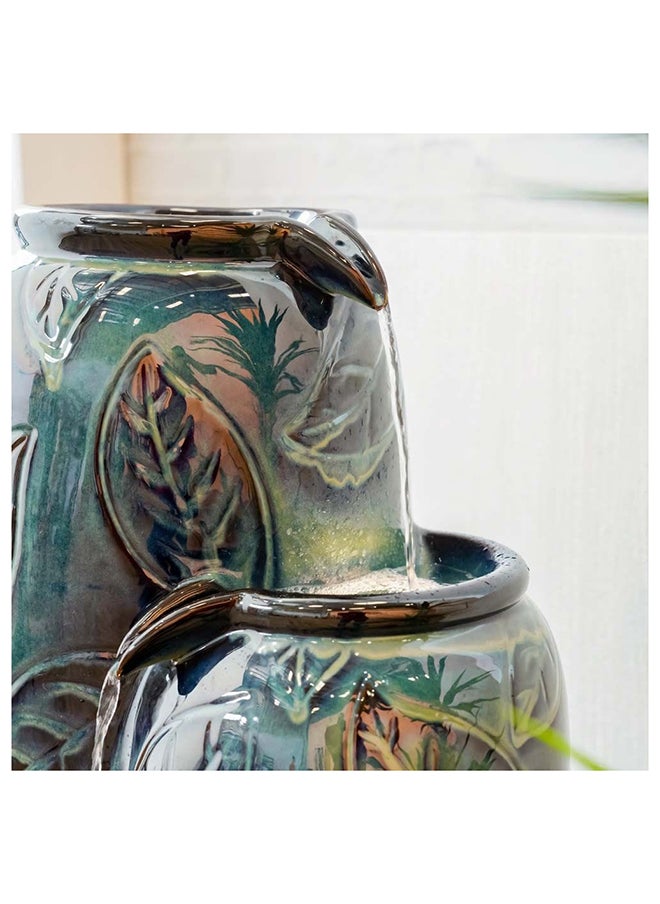 DANUBE HOME - Ceramic Fountain Indoor/Outdoor Garden Waterfalls Relaxing Natural Flowing Water Meditation Modern Design Zen Water Falls Decor For Home Office L 41.5 x W 41.5 x H 79.5 cm Dark Grey - Image 1