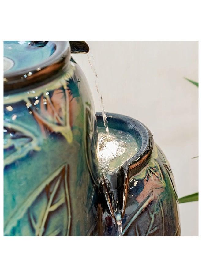 DANUBE HOME - Ceramic Fountain Indoor/Outdoor Garden Waterfalls Relaxing Natural Flowing Water Meditation Modern Design Zen Water Falls Decor For Home Office L 41.5 x W 41.5 x H 79.5 cm Dark Grey - Image 1