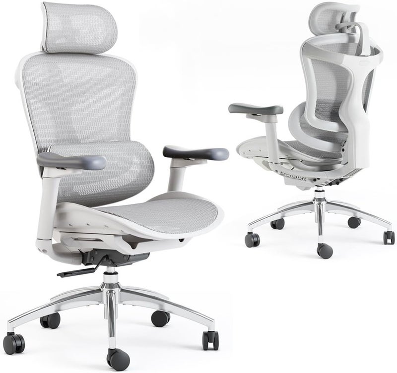 ALTIS Doro C300 Ergonomic Office Chair with Ultra Soft 3D Armrests, Dynamic Lumbar Support for Home Office Chair, Adjustable Backrest Desk Chair, Swivel Big and Tall Office Chair(White) - Image 1