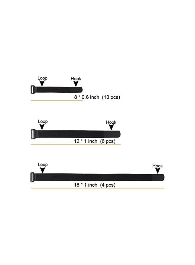 Green Tiger Set of 20 Reusable Cable Straps for Appliances,Wire Managemen Under Desk Cord Organizer Ties - Image 3