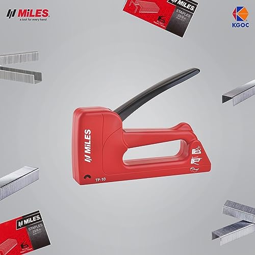 MILES Plastic TP-10 Gun Tracker | 2000 pcs 23/8 Stainless Steel Staple Pins | Red Color | Combo | Office | Hardware | Industry Professional Use | Sofa Car Seat Stapler - Image 4
