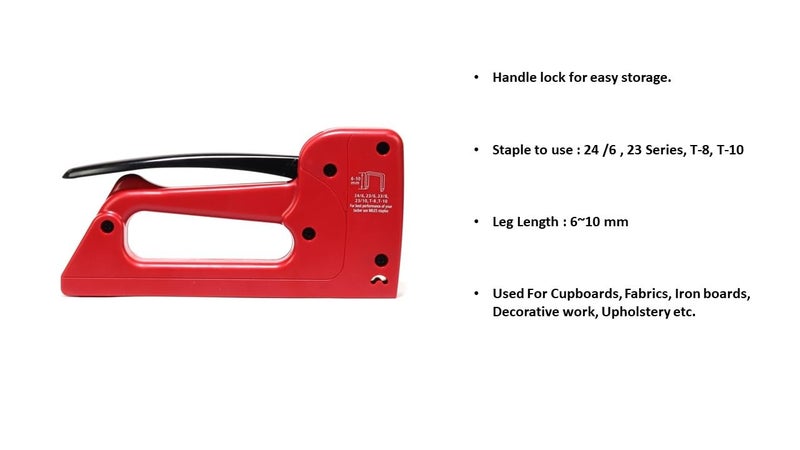 MILES Plastic TP-10 Gun Tracker | 2000 pcs 23/8 Stainless Steel Staple Pins | Red Color | Combo | Office | Hardware | Industry Professional Use | Sofa Car Seat Stapler - Image 3