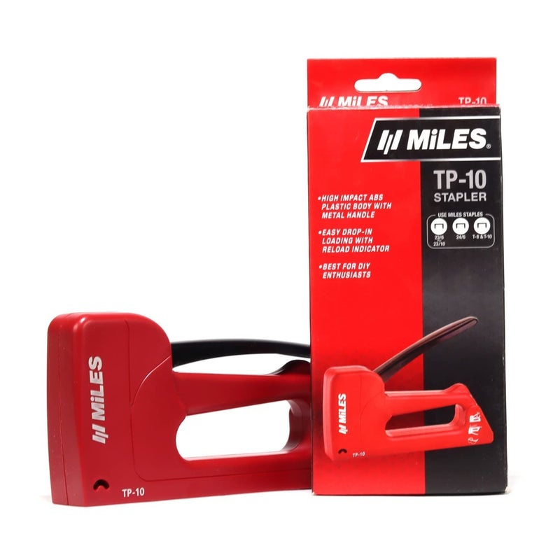 MILES Plastic TP-10 Gun Tracker | 2000 pcs 23/8 Stainless Steel Staple Pins | Red Color | Combo | Office | Hardware | Industry Professional Use | Sofa Car Seat Stapler - Image 2
