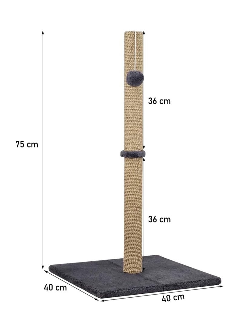 NNC PETS Cat tree with Scratching post, Hanging ball, and Stable base, 75 cm Cat climbing frame, Indoor cat activity center with Scratch-resistant, Easy to assemble and Ideal for kittens and cats, (Grey) - Image 2