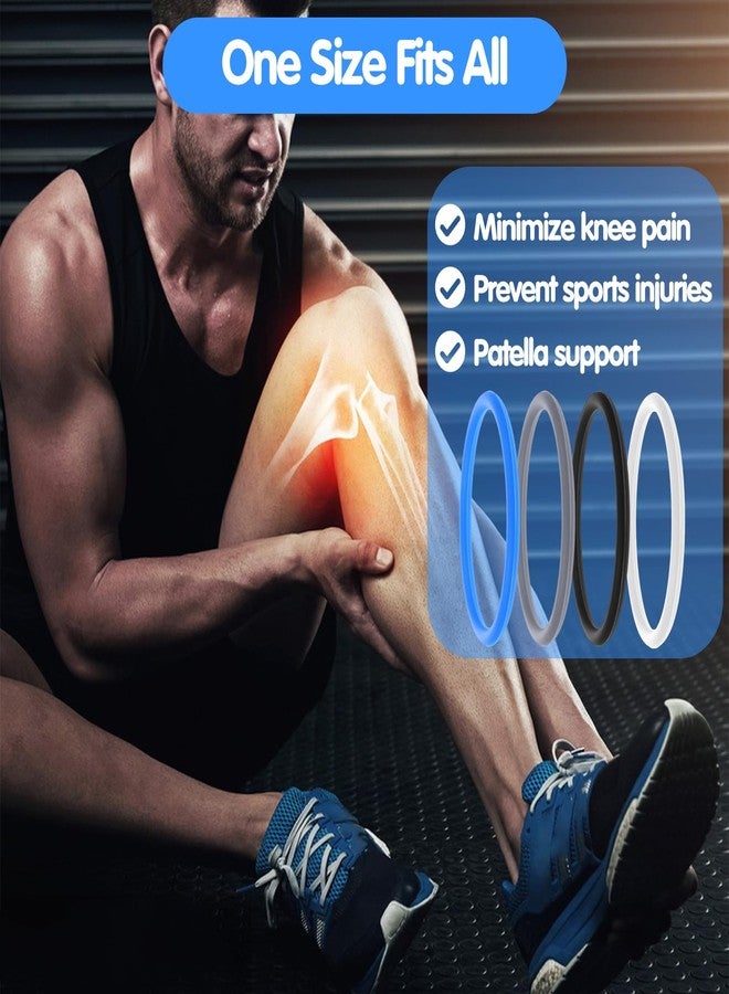 Hpmjz Patella Band 8 Pcs Silicone Knee Band Patellar Tendon Support Strap Flexible Knee Straps Patella Knees Strap Sport Brace for Men Women Hiking Soccer Basketball Running Tennis Volleyball Squats - Image 3