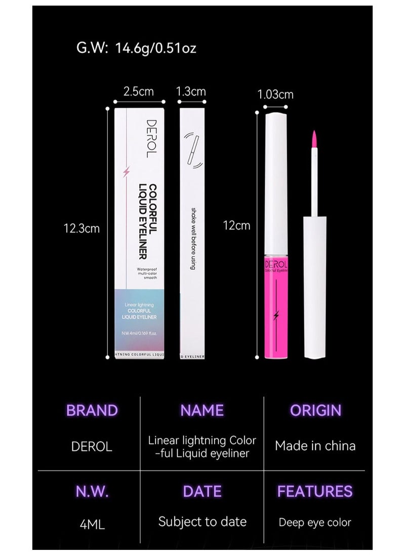DEROL - Liquid Eyeliner Long Lasting Waterproof Professional Neon Makeup Colorful Eyeliners Set Sweat Smudge Proof Women Tool Kit,Soft,Smooth,Natural,Hyper Easy Suitable For Clubs, Stages, Parties - Image 1