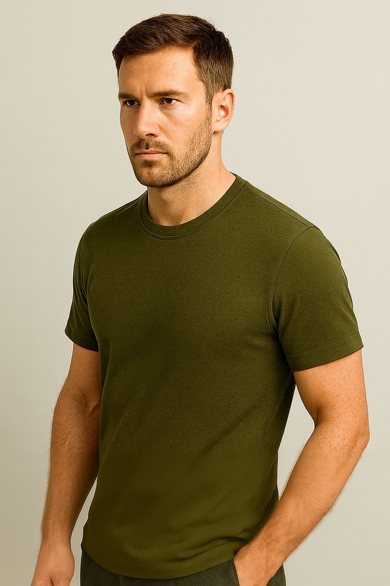 Bambelle Khaki Green T-Shirt - Premium cotton-polyester blend – combines softness with strength - Image 4
