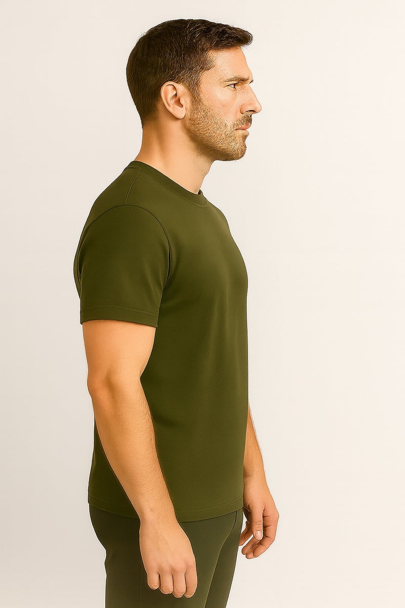 Bambelle Khaki Green T-Shirt - Premium cotton-polyester blend – combines softness with strength - Image 3