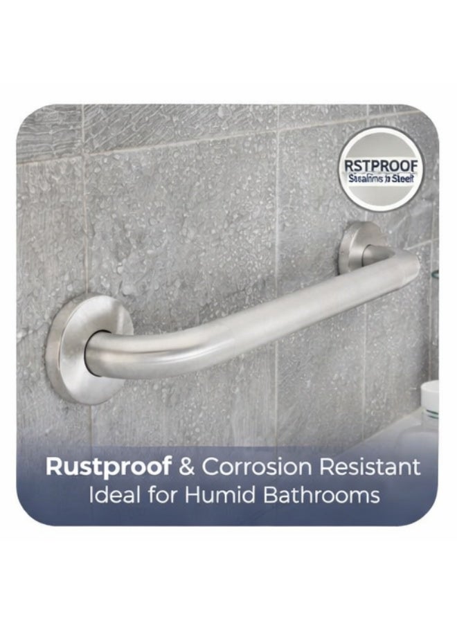 رونا مقبض أمان RONA 60 سم فضي مطفي للحمام مانع للانزلاق مقاوم للصدأ دعم للدش - Image 4