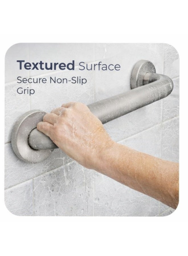 رونا مقبض أمان RONA 60 سم فضي مطفي للحمام مانع للانزلاق مقاوم للصدأ دعم للدش - Image 3